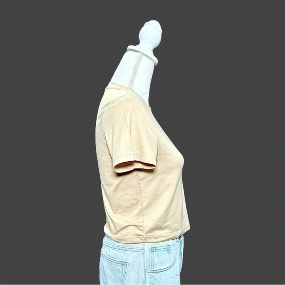 IVL Women’s Slim Fit Beige Minimalist Short Sleeve T-Shirt Sz L - Picture 7 of 16